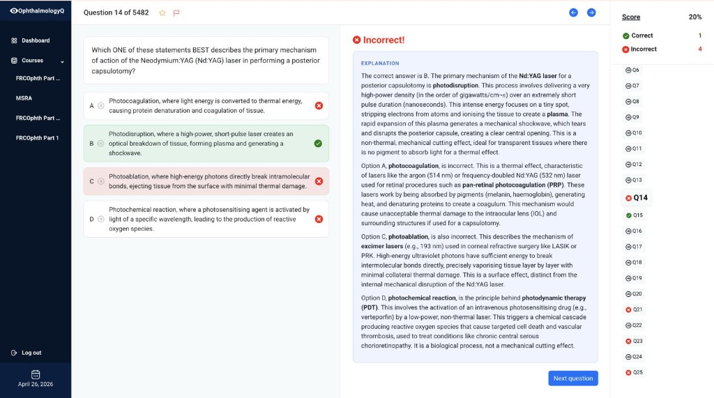 OphthalmologyQ practice question with detailed explanation and answer feedback